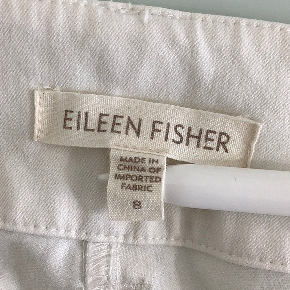 Eileen Fisher flat front Riko white high waisted pants size 8 EUC - Picture 3 of 11
